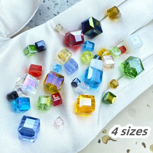 100pcs 8mm Crystal Glass Beads Cube Shape Loose Square Spacer Beads AB Color with Hole Craft Beads for Jewelry Making Making Necklace Bracelet Earring Wind Chimes Suncatchers Ornament(Mixed Color) in Saudi Arabia