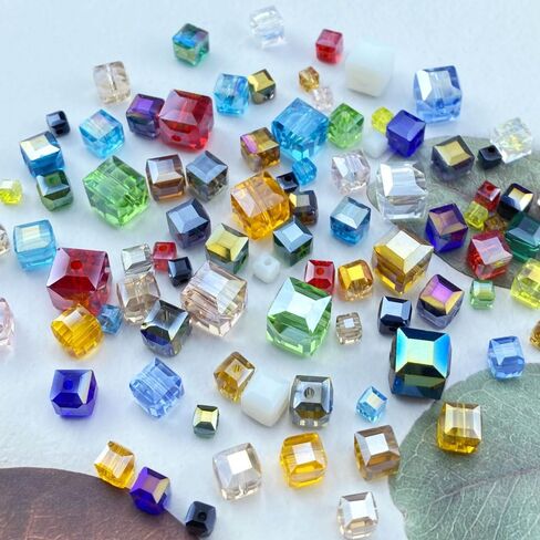 100pcs 8mm Crystal Glass Beads Cube Shape Loose Square Spacer Beads AB Color with Hole Craft Beads for Jewelry Making Making Necklace Bracelet Earring Wind Chimes Suncatchers Ornament(Mixed Color) in Saudi Arabia