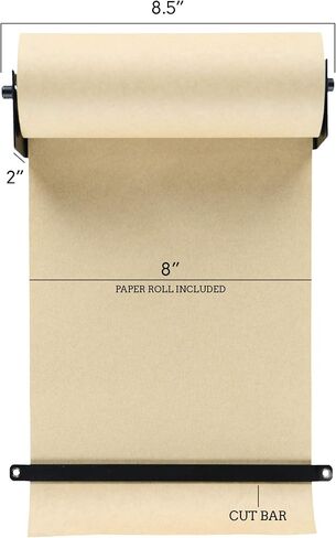 Roller Kraft Paper Roll Display, Wall Decor, Art Wall Mount, Kitchen Decor, Farmhouse Decor - (1) Kraft Paper Roll Included (8 Inch, Black) in Saudi Arabia