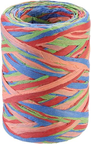 Meccanixity Raffia Paper Craft Rope 88 ياردة مصنوعة يدويًا خيطًا مملوءًا بالورق/الحبل/الحبل لتزيين DIY الأزرق الأزرق ، البرتقالي ، الأحمر ، الأخضر in Kuwait