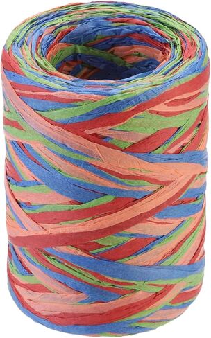 Meccanixity Raffia Paper Craft Rope 88 ياردة مصنوعة يدويًا خيطًا مملوءًا بالورق/الحبل/الحبل لتزيين DIY الأزرق الأزرق ، البرتقالي ، الأحمر ، الأخضر in Kuwait