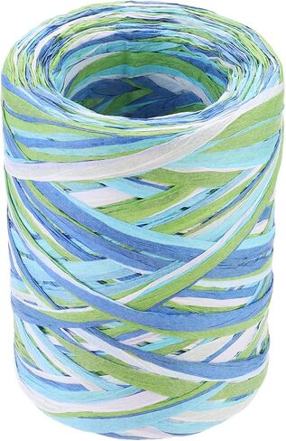 Meccanixity Raffia Paper Craft Rope 88 ياردة مصنوعة يدويًا خيطًا مملوءًا بالورق/الحبل/الحبل لتزيين DIY الأزرق الأزرق ، البرتقالي ، الأحمر ، الأخضر in Kuwait