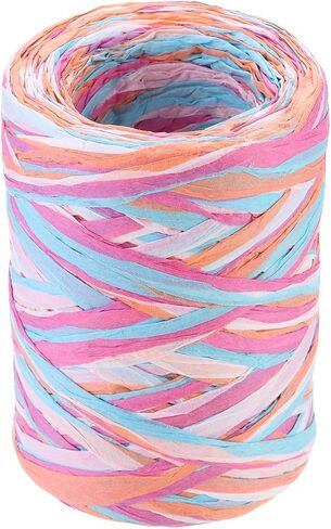 Meccanixity Raffia Paper Craft Rope 88 ياردة مصنوعة يدويًا خيطًا مملوءًا بالورق/الحبل/الحبل لتزيين DIY الأزرق الأزرق ، البرتقالي ، الأحمر ، الأخضر in Kuwait
