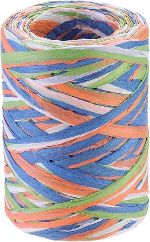 Meccanixity Raffia Paper Craft Rope 88 ياردة مصنوعة يدويًا خيطًا مملوءًا بالورق/الحبل/الحبل لتزيين DIY الأزرق الأزرق ، البرتقالي ، الأحمر ، الأخضر in Saudi Arabia