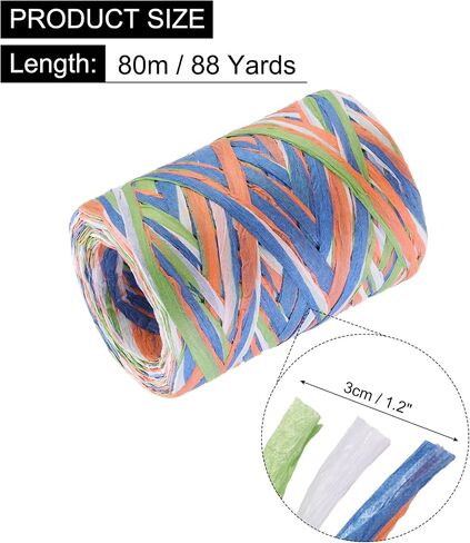 Meccanixity Raffia Paper Craft Rope 88 ياردة مصنوعة يدويًا خيطًا مملوءًا بالورق/الحبل/الحبل لتزيين DIY الأزرق الأزرق ، البرتقالي ، الأحمر ، الأخضر in Saudi Arabia
