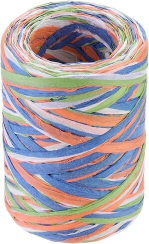Meccanixity Raffia Paper Craft Rope 88 ياردة مصنوعة يدويًا خيطًا مملوءًا بالورق/الحبل/الحبل لتزيين DIY الأزرق الأزرق ، البرتقالي ، الأحمر ، الأخضر in Saudi Arabia