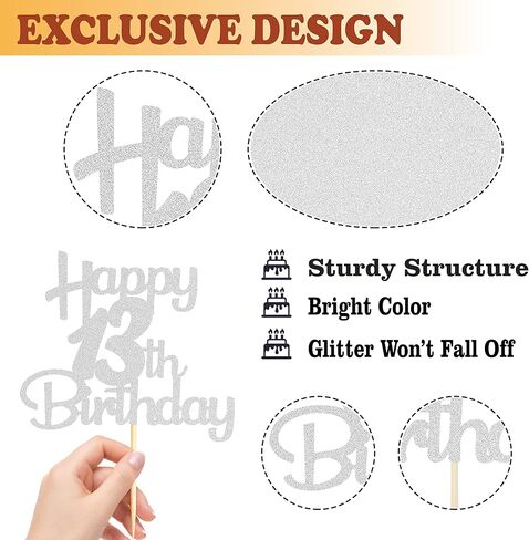 Sotpot Happy 80th Birthday Cake Topper Silver Glitter 80th Cake Toppers 80 Birthday Cake Decorations Cheers to 80 Fabulous Party Cake Picks - 1 Pack in Saudi Arabia