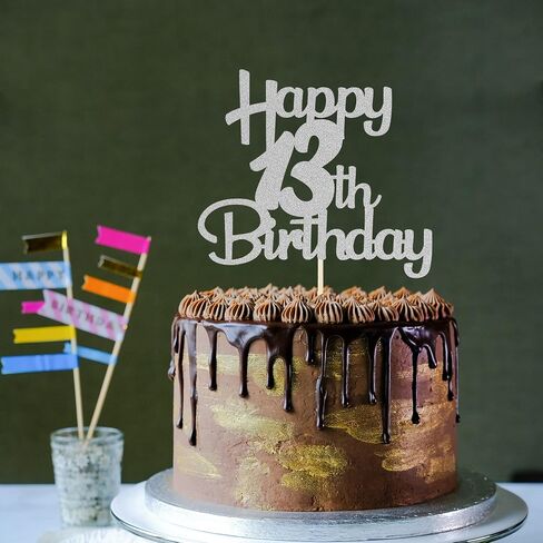 Sotpot Happy 80th Birthday Cake Topper Silver Glitter 80th Cake Toppers 80 Birthday Cake Decorations Cheers to 80 Fabulous Party Cake Picks - 1 Pack in Saudi Arabia