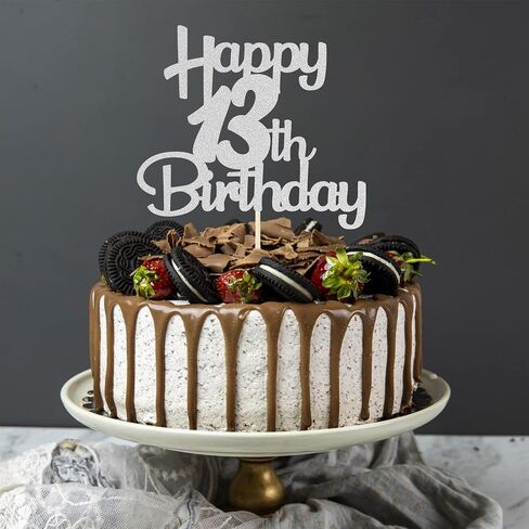 Sotpot Happy 80th Birthday Cake Topper Silver Glitter 80th Cake Toppers 80 Birthday Cake Decorations Cheers to 80 Fabulous Party Cake Picks - 1 Pack in Saudi Arabia