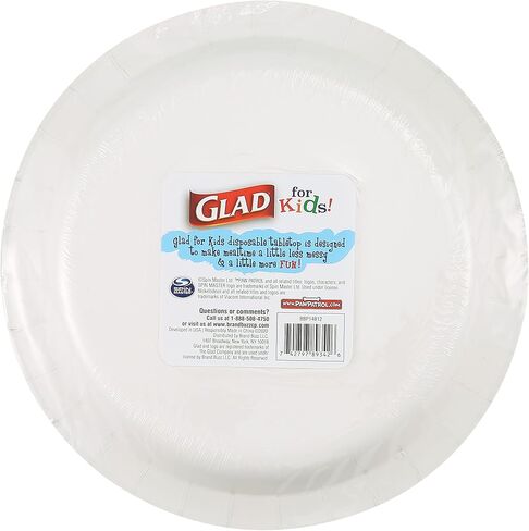 Glad for Kids 8 1/2" Paper Plates, Small Blue Round with Paw Patrol Design, Heavy Duty Disposable Soak Proof Microwavable, Core Pups Blue, 8.5", Pack of 100 in Saudi Arabia