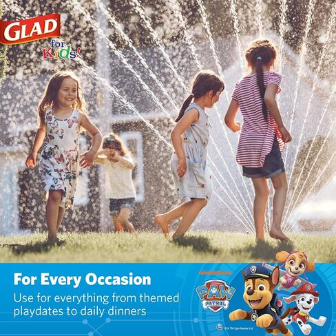 Glad for Kids 8 1/2" Paper Plates, Small Blue Round with Paw Patrol Design, Heavy Duty Disposable Soak Proof Microwavable, Core Pups Blue, 8.5", Pack of 100 in Saudi Arabia