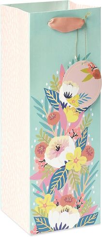 Papyrus 14" Wine Gift Bag (Floral) for Birthdays, Weddings, Bridal Showers and All Occasions (1 Bag) in Kuwait