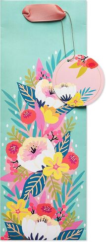 Papyrus 14" Wine Gift Bag (Floral) for Birthdays, Weddings, Bridal Showers and All Occasions (1 Bag) in Kuwait