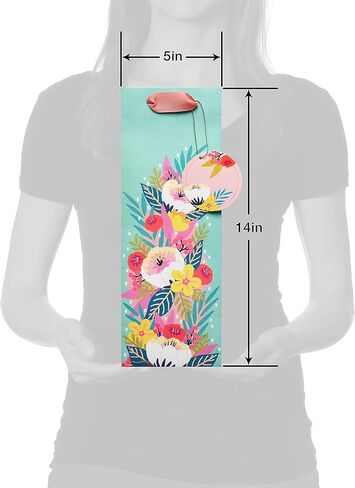 Papyrus 14" Wine Gift Bag (Floral) for Birthdays, Weddings, Bridal Showers and All Occasions (1 Bag) in Kuwait