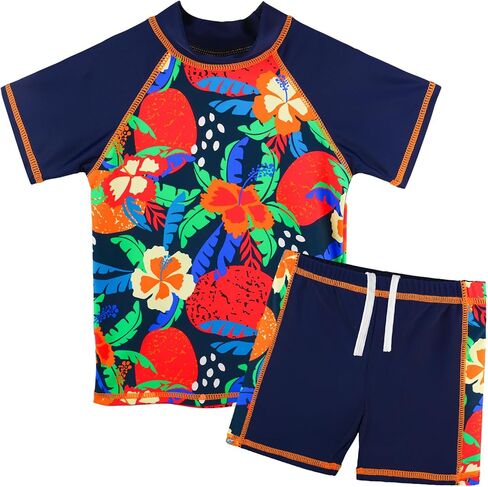 TFJH E Girls Short Sleeve Swimsuit Two Piece Swimwear UPF 50+ UV 3-12 Years in Kuwait