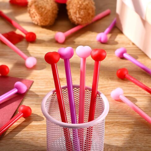100 Pcs Heart Gel Pens - Pink Ink, Valentine's Day Gift, Bulk Pens with Black Refills in Kuwait