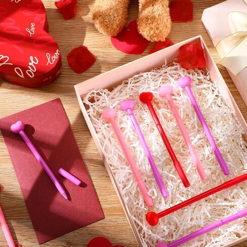 100 Pcs Heart Gel Pens - Pink Ink, Valentine's Day Gift, Bulk Pens with Black Refills in Kuwait