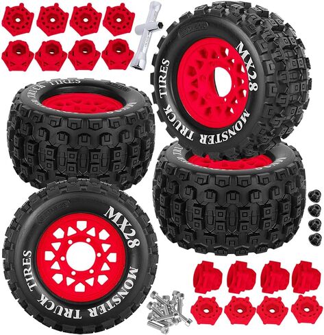 RC MX28 2.8 "عجلة إطارات الشاحنات لـ 1/10 صخور كبيرة من الجرانيت 3S/Stampede Rustler RC Car ، عجلات RC مع 12 مم/14 مم hex.red (4pcs) in Kuwait