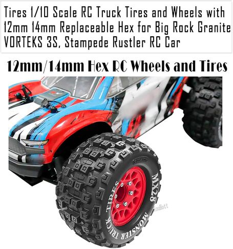 RC MX28 2.8 "عجلة إطارات الشاحنات لـ 1/10 صخور كبيرة من الجرانيت 3S/Stampede Rustler RC Car ، عجلات RC مع 12 مم/14 مم hex.red (4pcs) in Kuwait