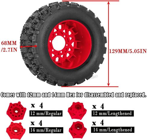 RC MX28 2.8 "عجلة إطارات الشاحنات لـ 1/10 صخور كبيرة من الجرانيت 3S/Stampede Rustler RC Car ، عجلات RC مع 12 مم/14 مم hex.red (4pcs) in Kuwait
