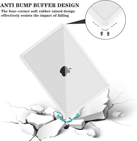بالنسبة إلى MacBook Air 13.6 بوصة Case 2024-2022 M3 A3113 M2 A2681 حالة واقية ، وغطاء مقاوم للصدمات الربعة ذات الربعة مع فيلم شاشة ولوحة المفاتيح وغطاء لوحة اللمس والكاميرا ، والشفافة in Kuwait