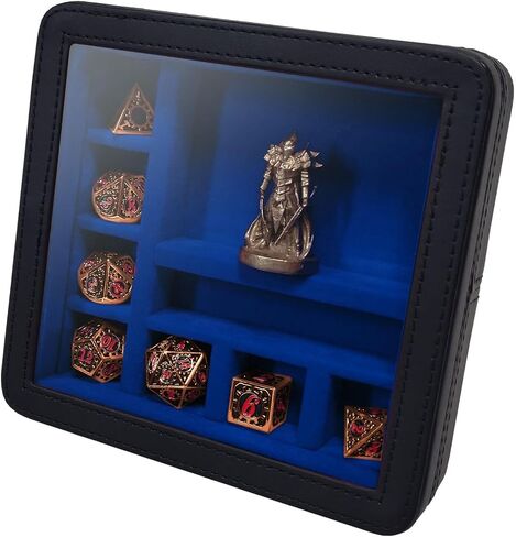 Forged Dice Co. RPG Character Shrine Display Case for Dice and DND Miniatures - Includes Travel Dice Tray and Display Lid - Compatible with Dungeons and Dragons Dice - Blue in Saudi Arabia