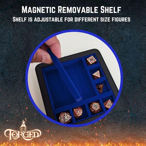 Forged Dice Co. RPG Character Shrine Display Case for Dice and DND Miniatures - Includes Travel Dice Tray and Display Lid - Compatible with Dungeons and Dragons Dice - Blue in Saudi Arabia
