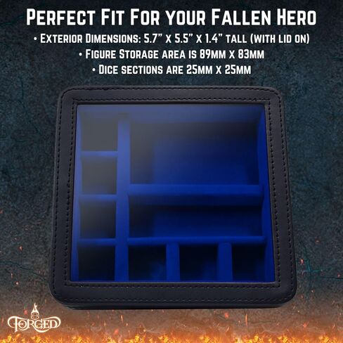 Forged Dice Co. RPG Character Shrine Display Case for Dice and DND Miniatures - Includes Travel Dice Tray and Display Lid - Compatible with Dungeons and Dragons Dice - Blue in Saudi Arabia
