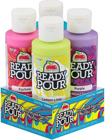 Apple Barrel Color Pop Pre-Mixed Set, Set of 4 Fluid Ready Pour Paints Perfect for DIY Arts and Crafts Projects, 13480E in Kuwait