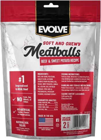 Evolve Classics Soft & Chewy Beef & Sweet Potato Recipe Meatballs, 10oz. in Kuwait