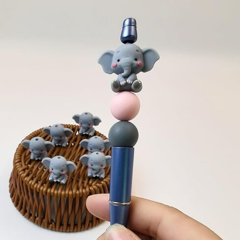 3D Shaped Elephant Focal Beads for Pens Cute Silicone Focal Beads for Keychain Making DIY Gifts Lanyard Making 8Pcs in Saudi Arabia