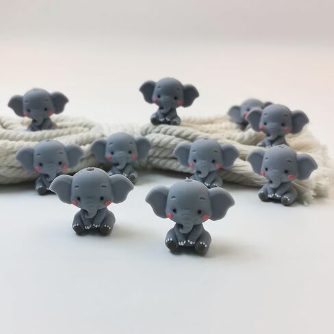 3D Shaped Elephant Focal Beads for Pens Cute Silicone Focal Beads for Keychain Making DIY Gifts Lanyard Making 8Pcs in Saudi Arabia