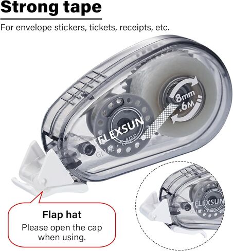 6 Pack Glue Tape Runner for Scrapbooking, Double Sided Adhesive Tape Roller for Crafts Photos Journaling, Office School Gift Wrapping Supplies for Adults and Kids -Gray (0.3 in X 236 in) in Kuwait