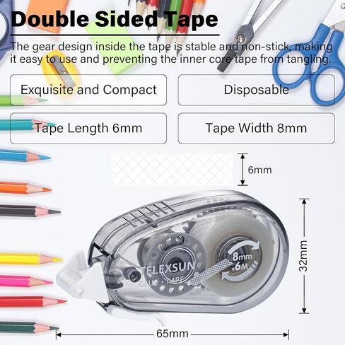 6 Pack Glue Tape Runner for Scrapbooking, Double Sided Adhesive Tape Roller for Crafts Photos Journaling, Office School Gift Wrapping Supplies for Adults and Kids -Gray (0.3 in X 236 in) in Kuwait