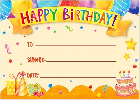 WhatSign 30PCS Happy Birthday Certificates for Students Birthday Award Certificates Gifts for Kids Classroom Birthday Certificates Student Birthday Gifts from Teacher Back to School Teacher Supplies in Kuwait