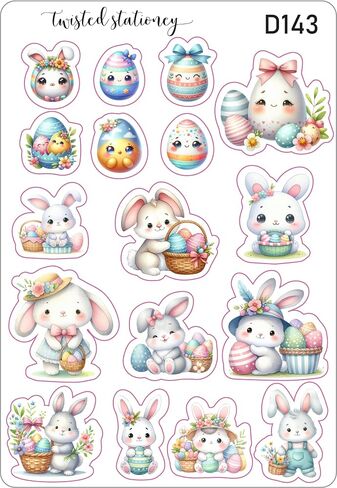 5 Sheets 100+ Count Easter Stickers, Egg Chick Bunny Carrot Sticker for Easter Party Decoration, Planner Stickers, Journal in Saudi Arabia