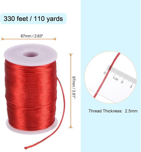 Harfington Satin Nylon Cord String 2.5mm 330 قدم أساور ناعمة حريرية لسلسلة Macrame Kumihimo الصينية القلادات المصنوعة من المجوهرات ، الذهب الداكن in Kuwait