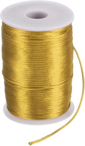 Harfington Satin Nylon Cord String 2.5mm 330 قدم أساور ناعمة حريرية لسلسلة Macrame Kumihimo الصينية القلادات المصنوعة من المجوهرات ، الذهب الداكن in Kuwait