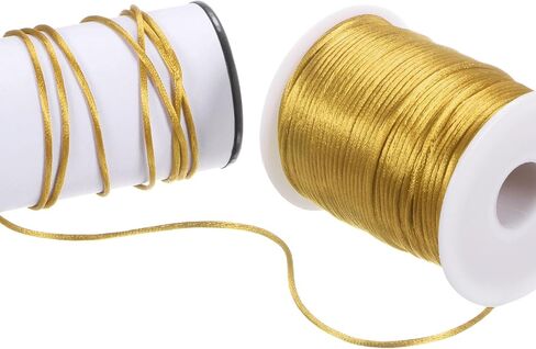 Harfington Satin Nylon Cord String 2.5mm 330 قدم أساور ناعمة حريرية لسلسلة Macrame Kumihimo الصينية القلادات المصنوعة من المجوهرات ، الذهب الداكن in Kuwait