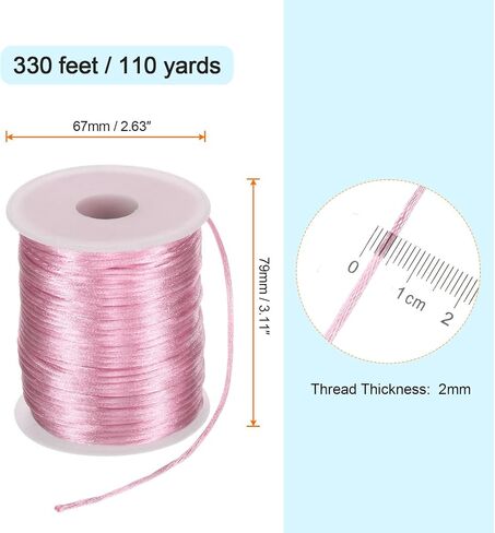 Harfington Satin Nylon Cord String 2.5mm 330 قدم أساور ناعمة حريرية لسلسلة Macrame Kumihimo الصينية القلادات المصنوعة من المجوهرات ، الذهب الداكن in Kuwait