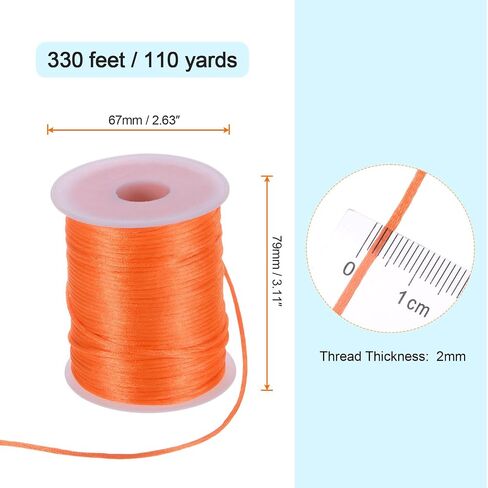 Harfington Satin Nylon Cord String 2.5mm 330 قدم أساور ناعمة حريرية لسلسلة Macrame Kumihimo الصينية القلادات المصنوعة من المجوهرات ، الذهب الداكن in Kuwait