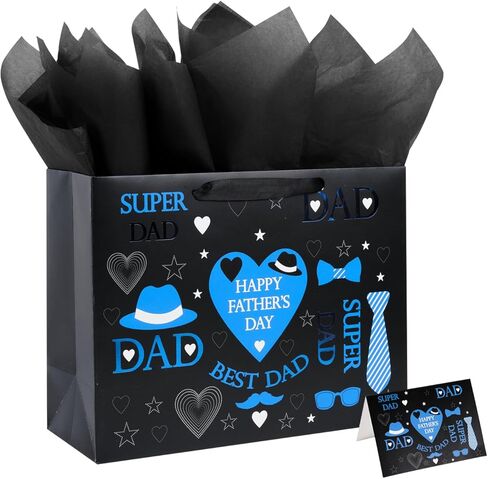 ysmile Large Gift Bag with Wrapping Tissue for Father Day 12.6" - Best Dad in Kuwait