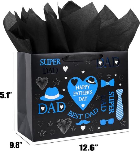 ysmile Large Gift Bag with Wrapping Tissue for Father Day 12.6" - Best Dad in Kuwait