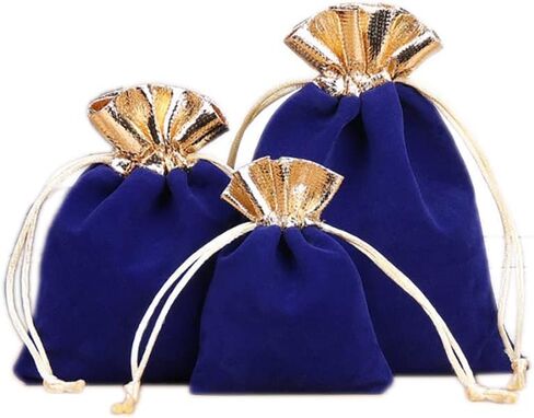 10Pcs Red Velvet Bags with Drawstrings Gold Trim Velvet Jewelry Pouches for Jewelry Wedding Candy Birthday Christmas Gift bags(3x4 inch) in Saudi Arabia