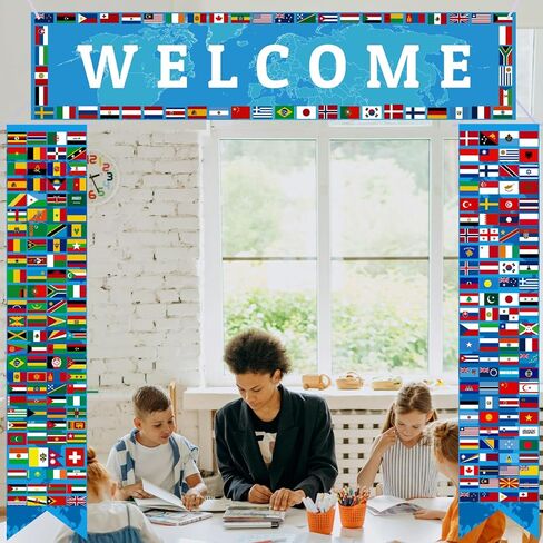 3pcs أكثر من 200 لافتة العلم الدولي 71 بوصة في الفصل الدراسي ترحيب براية البلاد علم العلم العلم البونتينج شرفة لافتة للأحداث الرياضية لوازم حفلة عيد ميلاد كرة القدم (الأزرق) in Kuwait