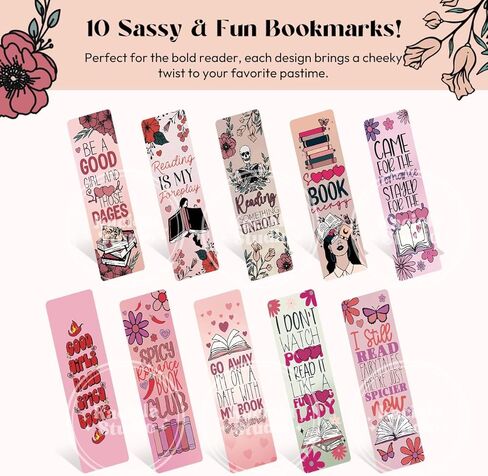 10 عبوات من الإشارات المرجعية الرومانسية، إشارة مرجعية للقصص الخيالية الحارة مع شرابات، إشارات مرجعية مضحكة للنساء والرجال، محبي الكتب، علامات الصفحات للطلاب والمدرسين الذين يقرؤون، هدية قارئ الرومانسية مصنوعة يدويًا in Kuwait