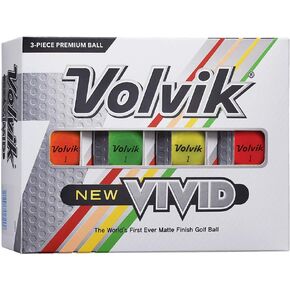 Volvik New Vivid 3-Piece Premium Matte Finish Color Golf Balls 1 Dozen (12 Balls)- Assorted Color