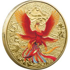 المخلوقات الأسطورية الصينية القديمة محظوظ عملة الزنجفر-الطيور اليانصيب تذكرة خدش أداة محظوظ السحر التحدي عملة in Kuwait