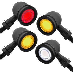 FATECIM 4X دراجة نارية LED الخلفية الأمامية بدوره إشارات رصاصة الذيل أضواء تشغيل الفرامل إيقاف أضواء دراجة نارية المصابيح الخلفية وامض مؤشرات لبوبر هارلي هوندا ياماها سوزوكي كاواساكي المروحية الكروم