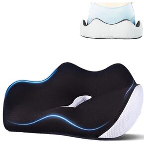 Memory Foam Seat Cushion for Desk Chair, Seat Cushion for Tailbone Pain Relief,Back Pain,Chair Cushion Support for Home, Office and Car Seat Driver, Black